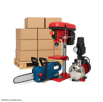 WALTER Palette – 19x Akku-Kettensägen + 3x Tischbohrmaschinen+ 1x Hauswasserautomat